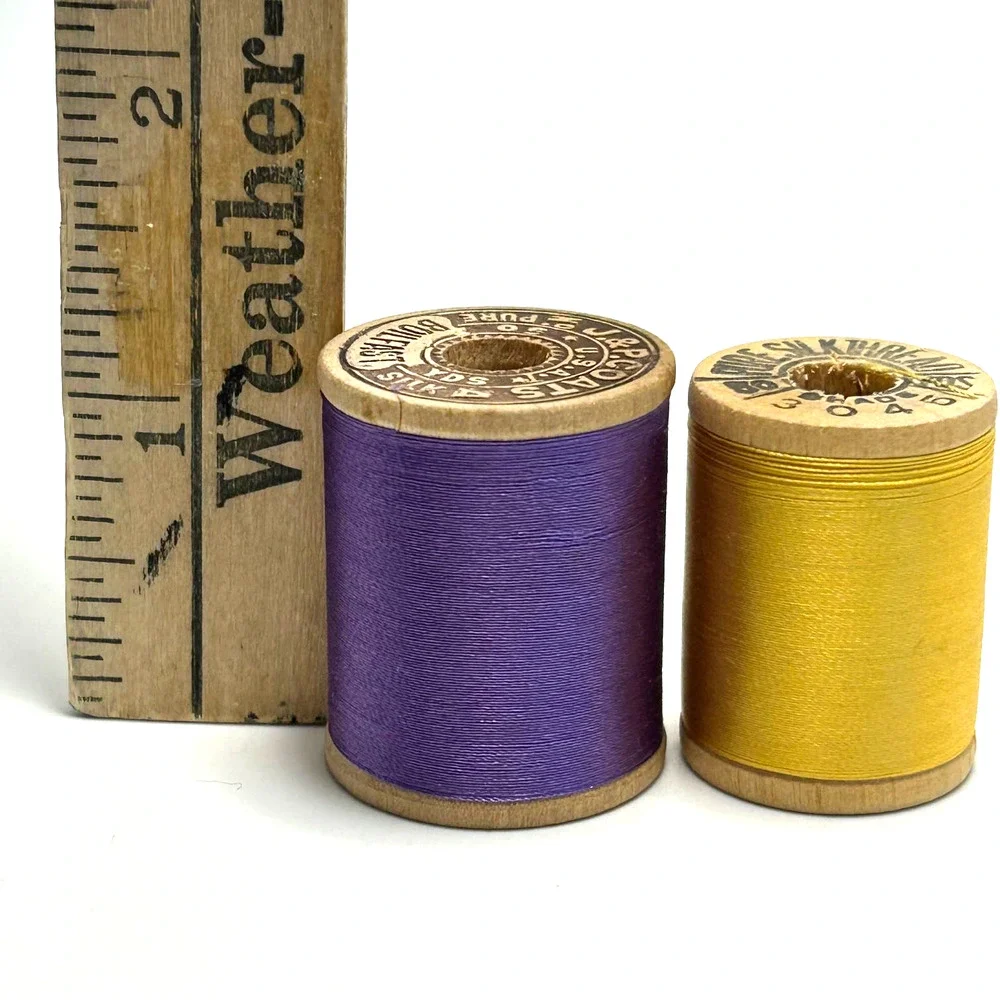 Vintage Silk Thread On Wooden Spools Lot of 10‎
